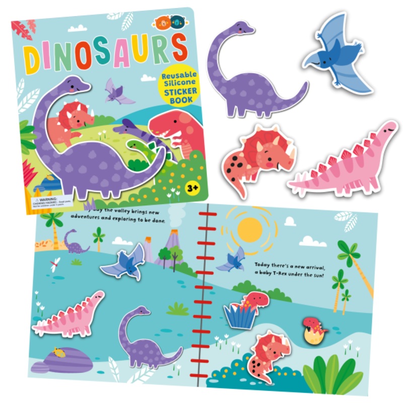 Reusable Silicone STICKER Book - Dinosaurs