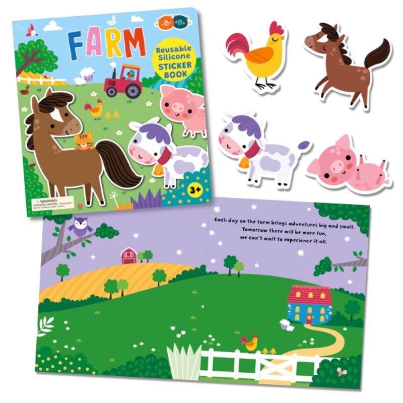 Reusable Silicone STICKER Book - Farm