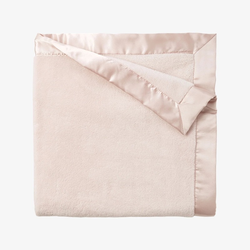 Satin Trim Flannel Fleece Blanket - Pink
