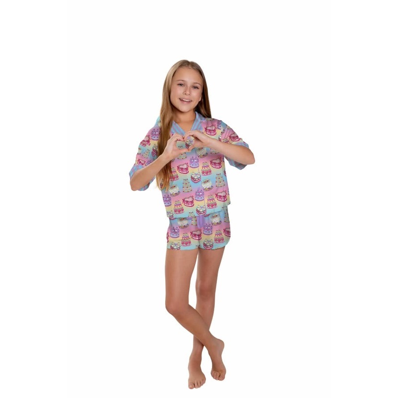 Sunshine Society It's My Party Birthday Silky Pajama Short Set