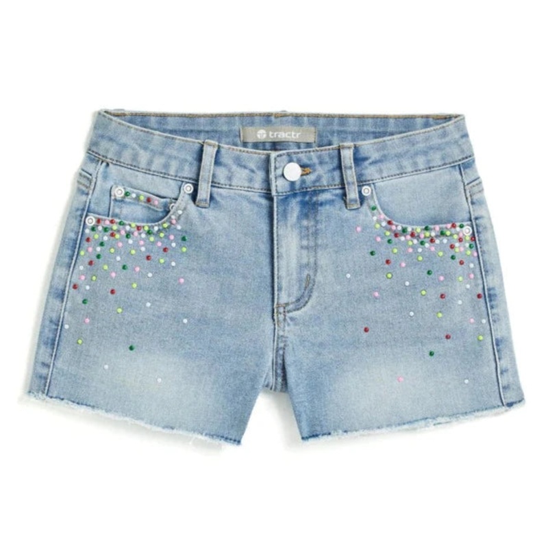 Tractr Brittany Confetti Studded Frayed Shorts