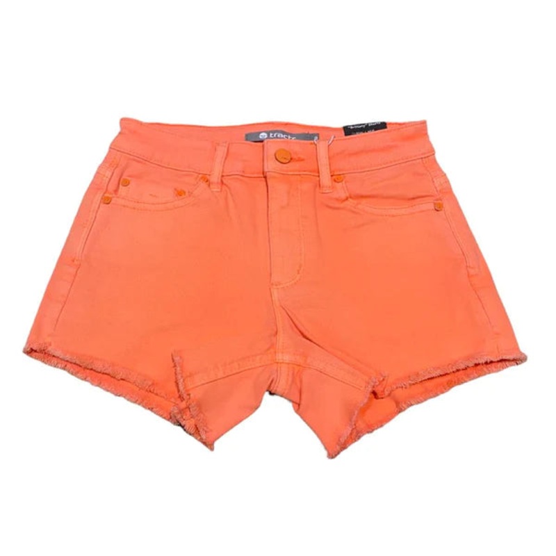 Tractr Frayed Denim Shorts - Neon Orange