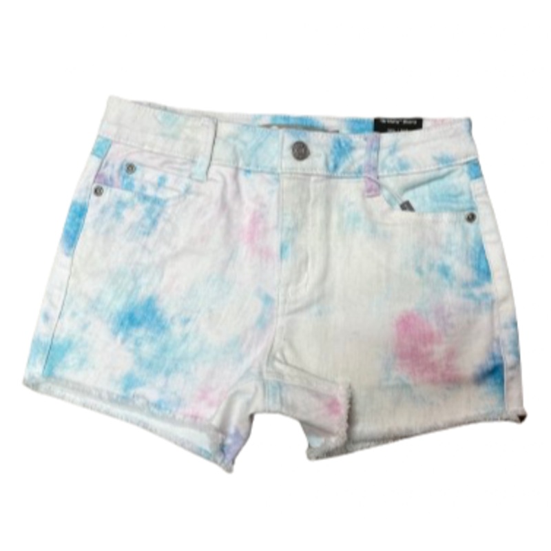 Tractr Pink & Blue Tie Dye Brittany Denim Shorts