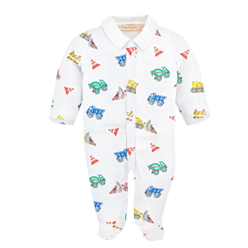 Baby Club Chic Construction Trucks Footie w/collar