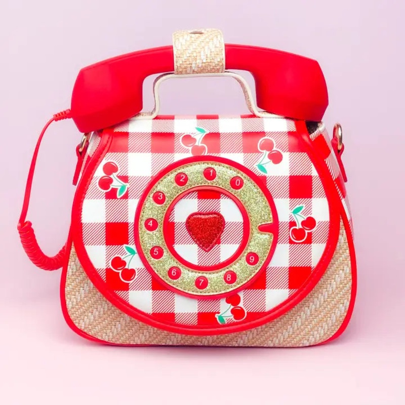 Bewaltz Ring Ring Phone Convertible Handbag Purse - Cherry