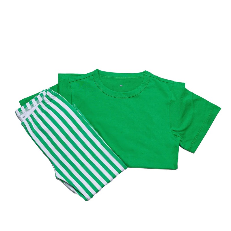 Boys Green Striped Pant Set