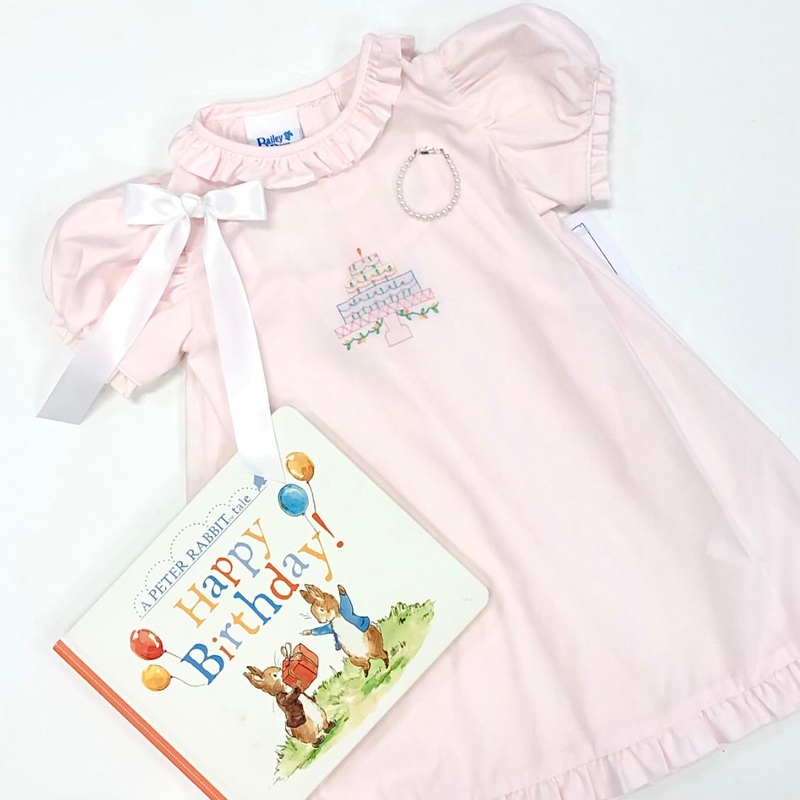 Bailey Boys Pale Pink Embroidered Birthday Cake Dress