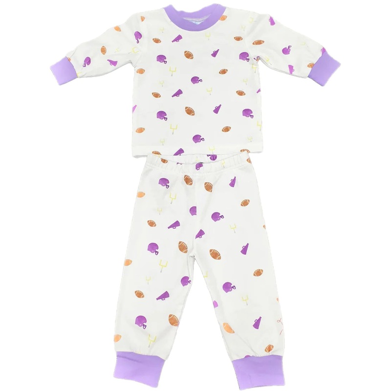 Gingham Goose LSU Tigers 2Pc Football Pajamas
