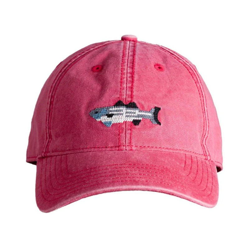 Harding Lane Baseball Hat Striped Bass on Weathered Red