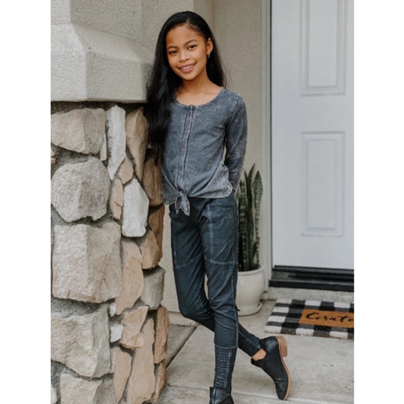 Paper Flower Super Moto Leggings - Black