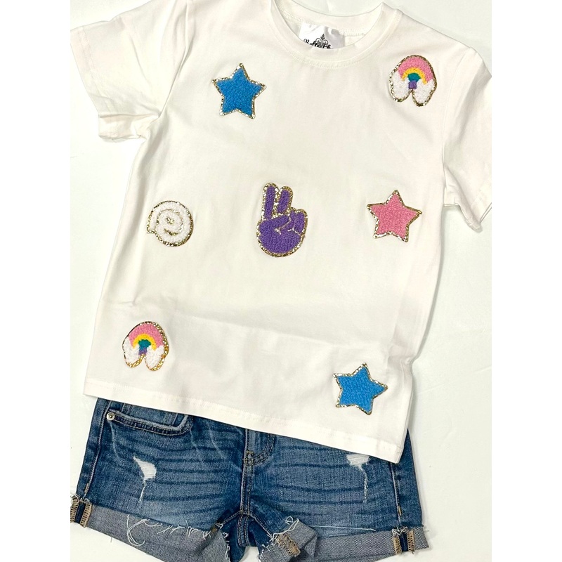 Belle Cher Chenille Peace & Love Tee