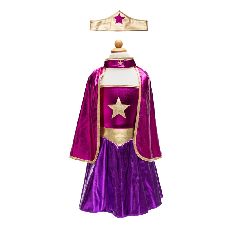 Great Pretenders Superhero Star Dress, Cape & Headpiece Costume