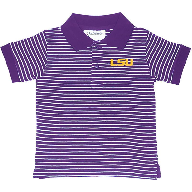 Striped Purple Embroidered LSU Polo Shirt