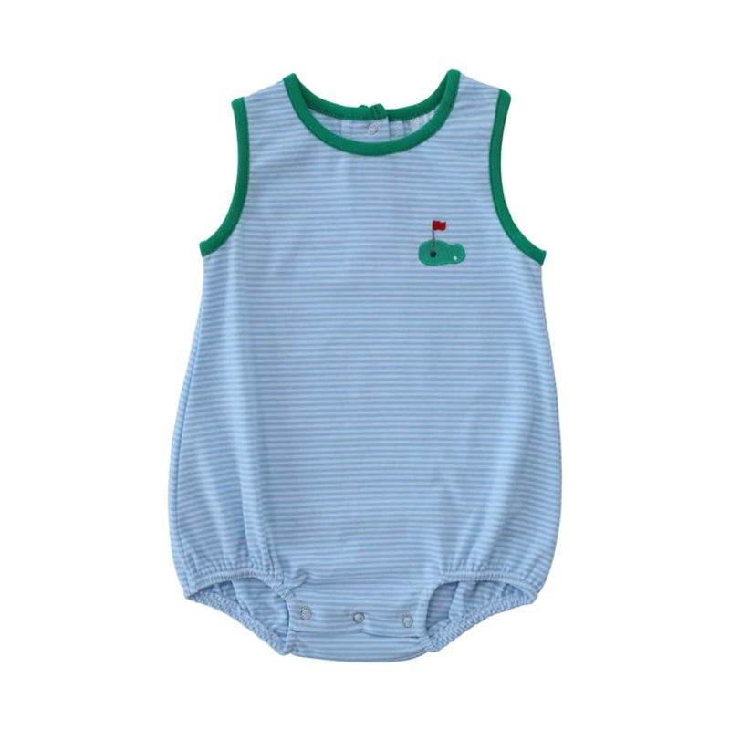 Itsy Bitsy Blue Striped Knit Bubble - Golf