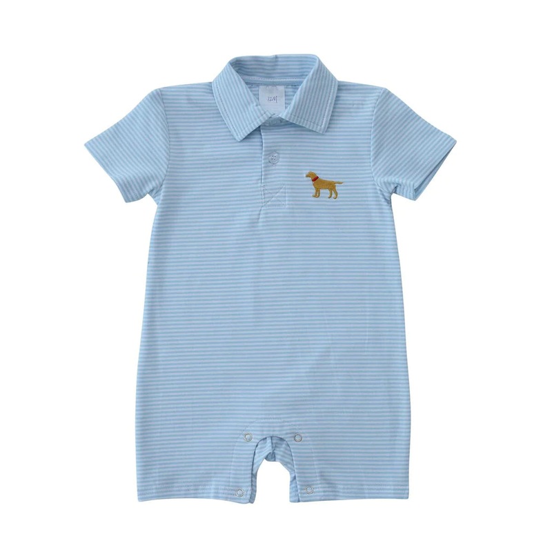 Itsy Bitsy Blue Striped Knit Romper - Dog