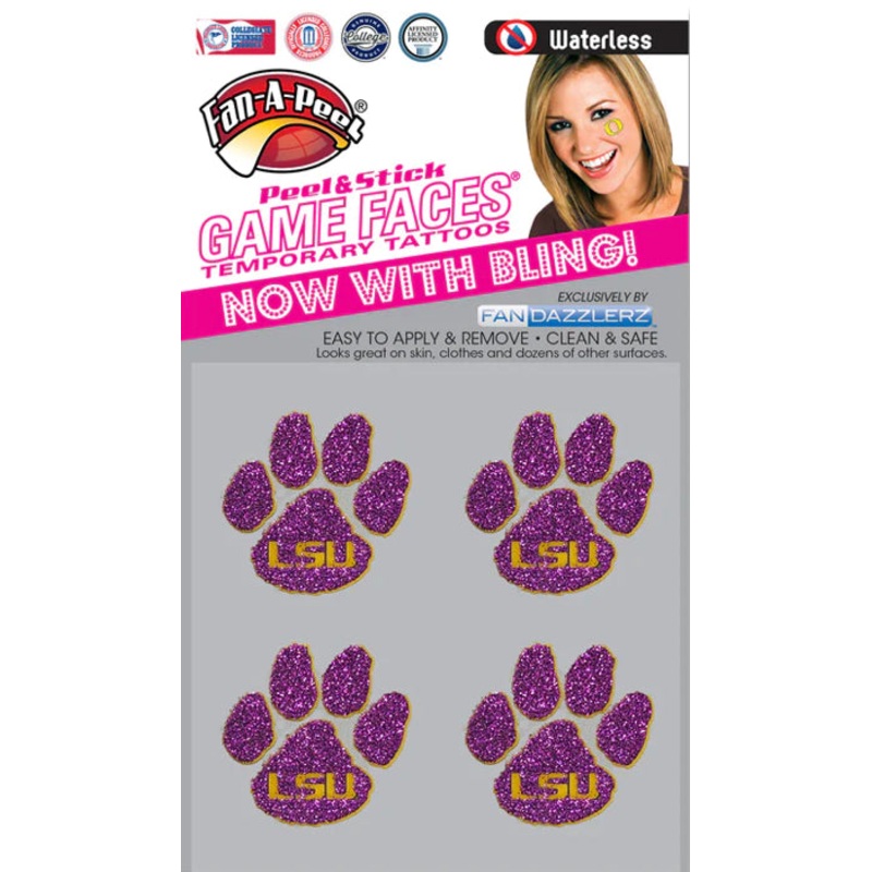 Game Faces Glitter Tiger Paw Temp Face Tattoos