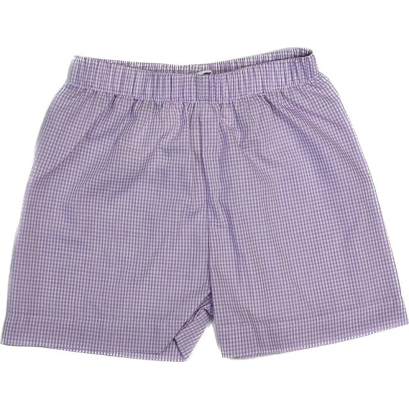 Lullaby Set Stewart Short - Purple Mini Gingham
