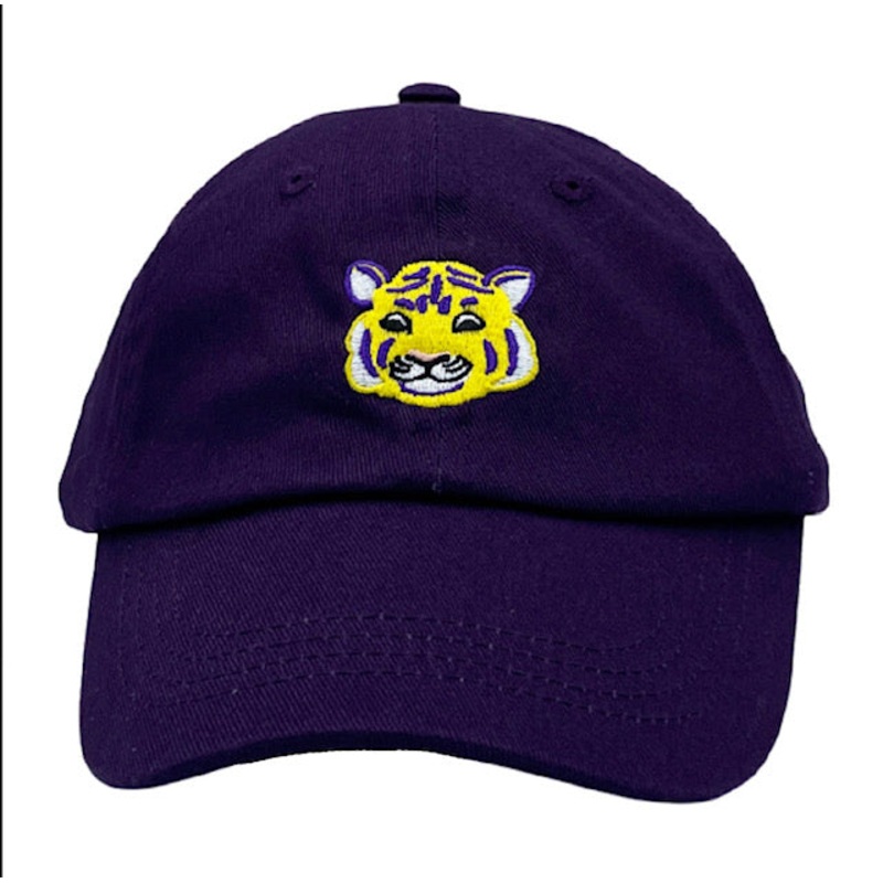 Girl Purple Bits & Bows Baseball Hat - Tiger Face