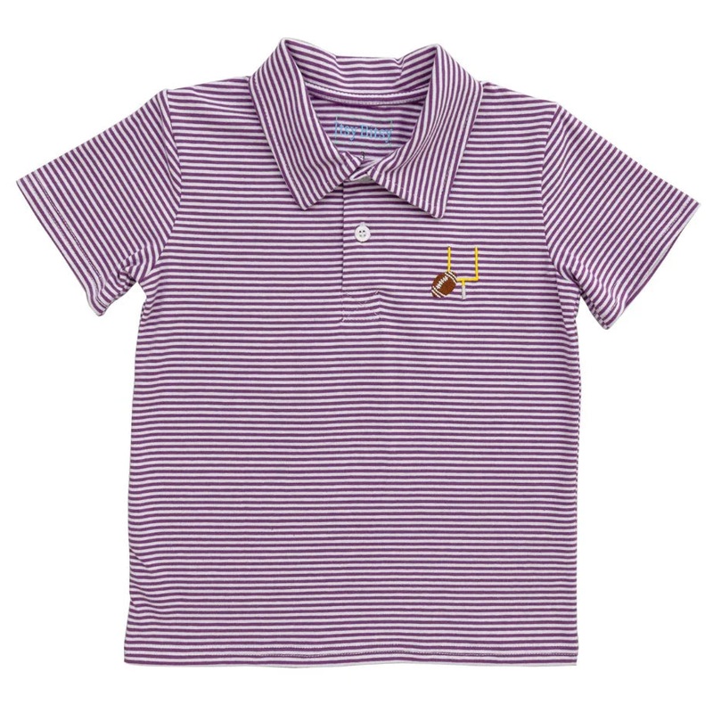 Itsy Bitsy Striped Purple Football Polo