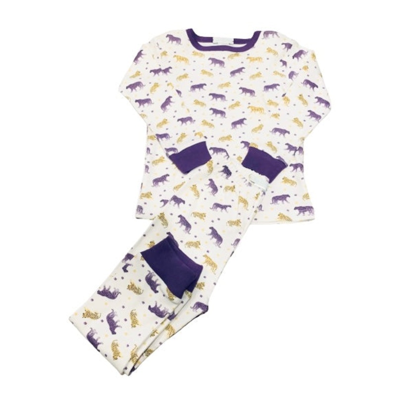 LaLuna Purple & Gold Tiger 2Pc Pajama Set