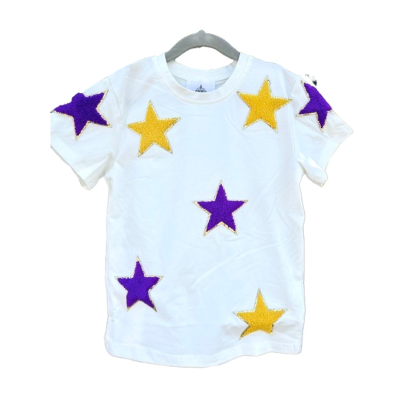 Purple/Gold Stars Chenille S/S Tee