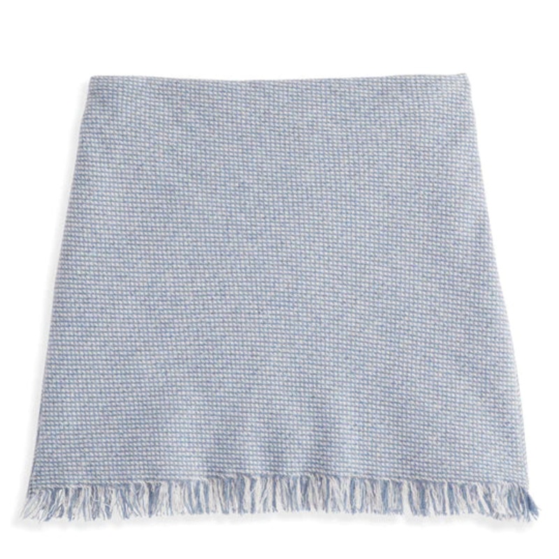 Wool Fringed Skirt- Blue Ivory