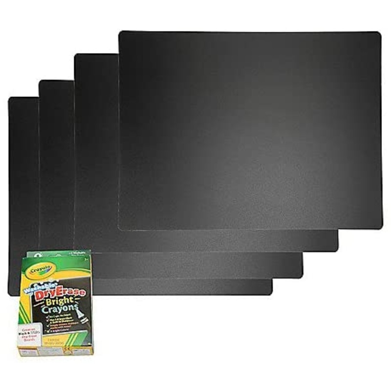 4Pk Reversible Chalkboard Placemat Set & Dry Erase Crayons