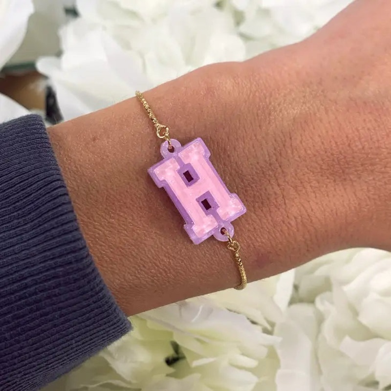 Collegiate Initial Charm Adjustable Bracelet