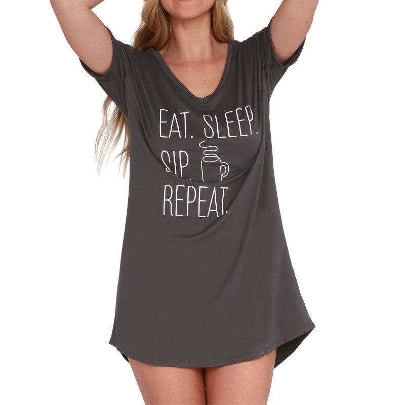 Hello Mello Let Me Sleep Sleep Shirt - Eat Sleep Sip Repeat