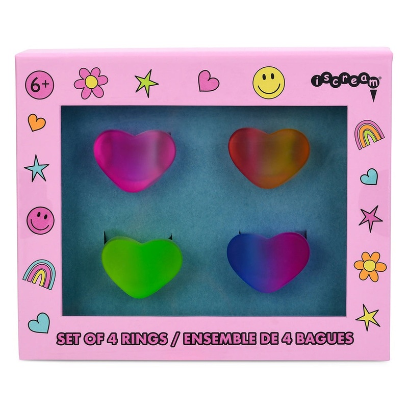 iScream 4Pk Chunky Ombre Heart Rings