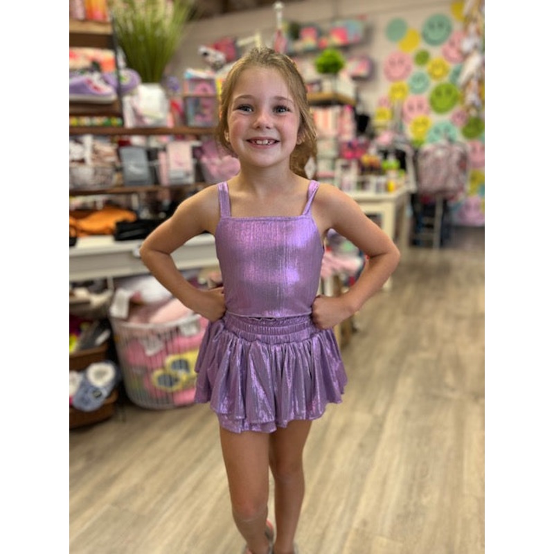 Lavender Plisse Tank Top and Tiered Skirt Set