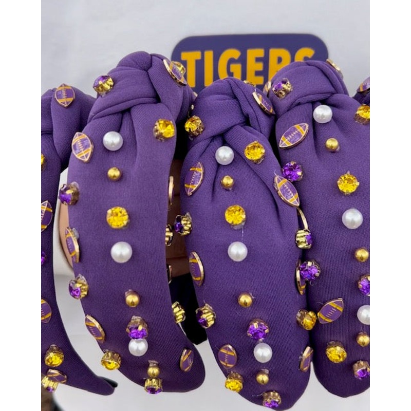 Purple & Gold Football Charm Headband