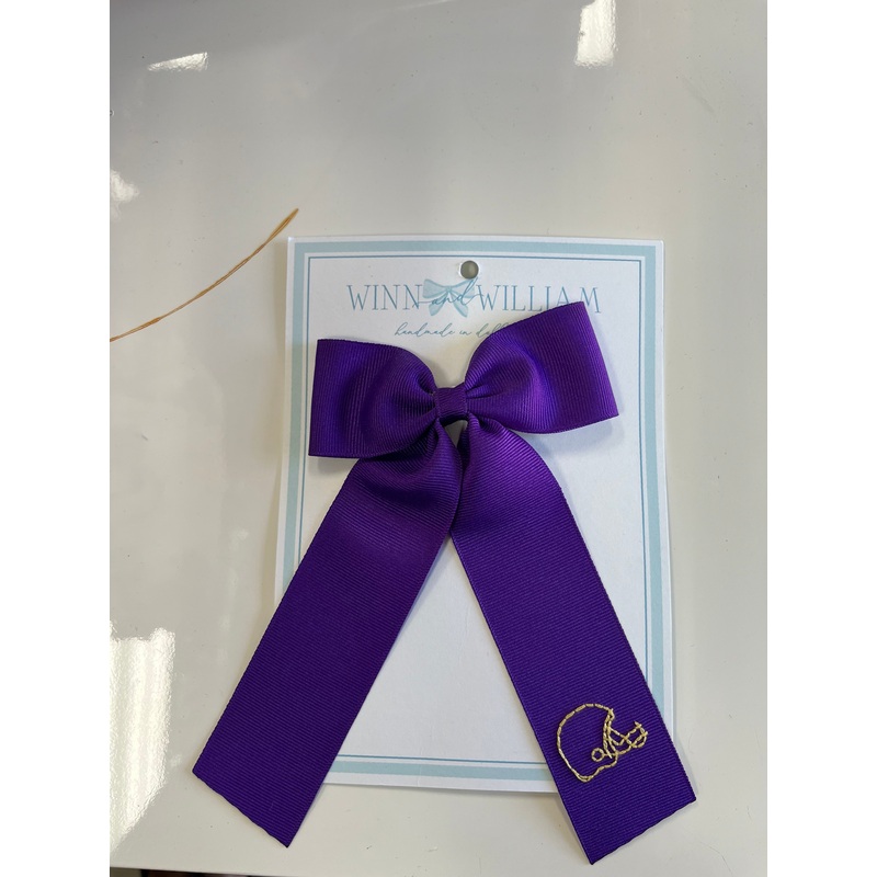 Winn + William Long Tail Bow - Purple & Gold Helmet