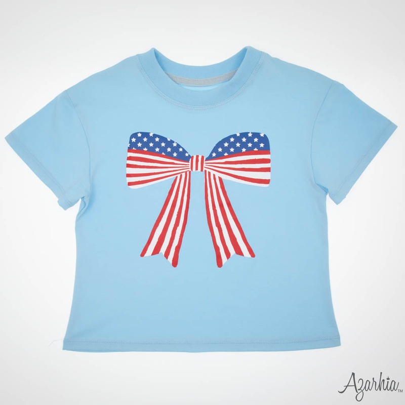 Azarhia America Liberty Bow Boxy Light Blue Tee