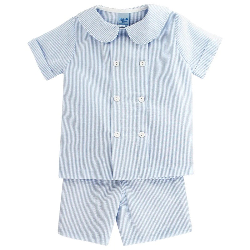 Bailey Boys Blue Striped Seersucker 2Pc Short Set