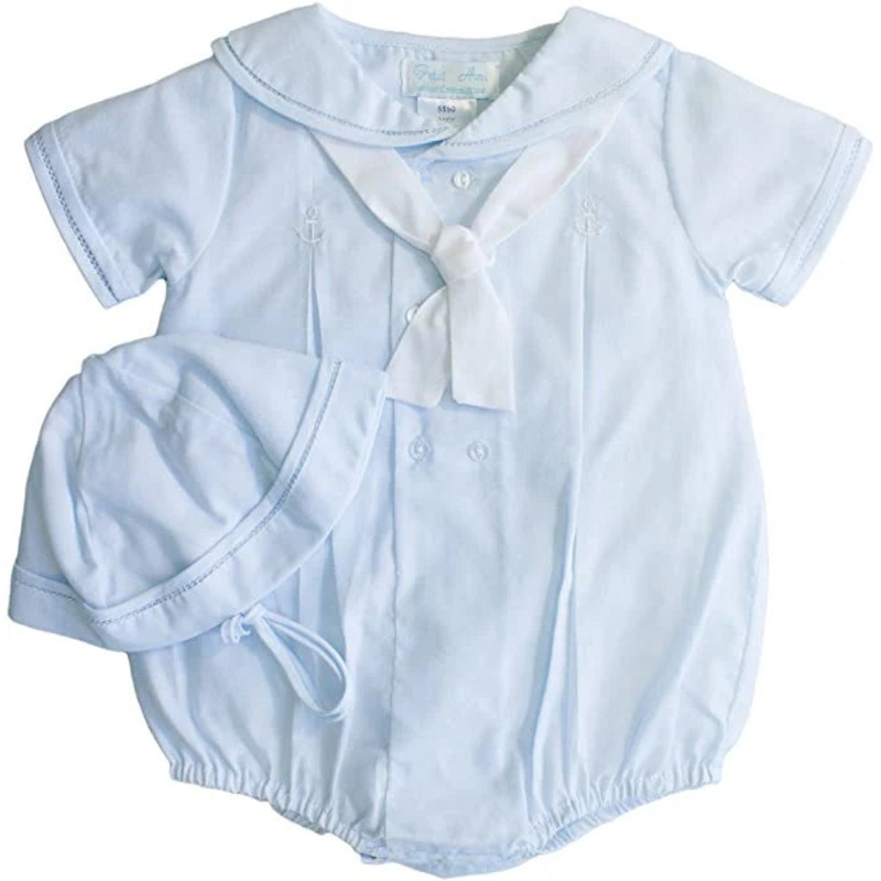 Petit Ami Pale Blue Sailor Bubble w Bonnet