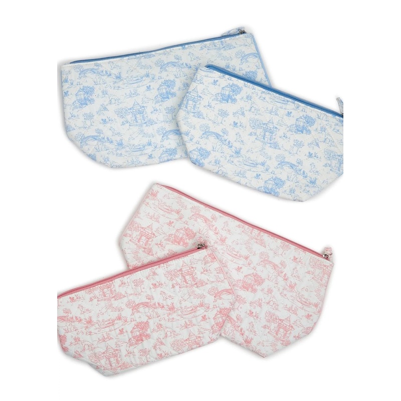 Animal Toile Quilted Set of 2 Pouches Set
