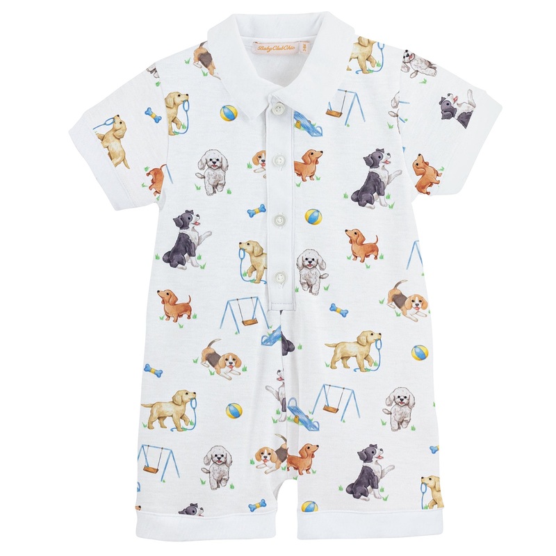 Baby Club Chic Doggie Park Romper w/ Collar