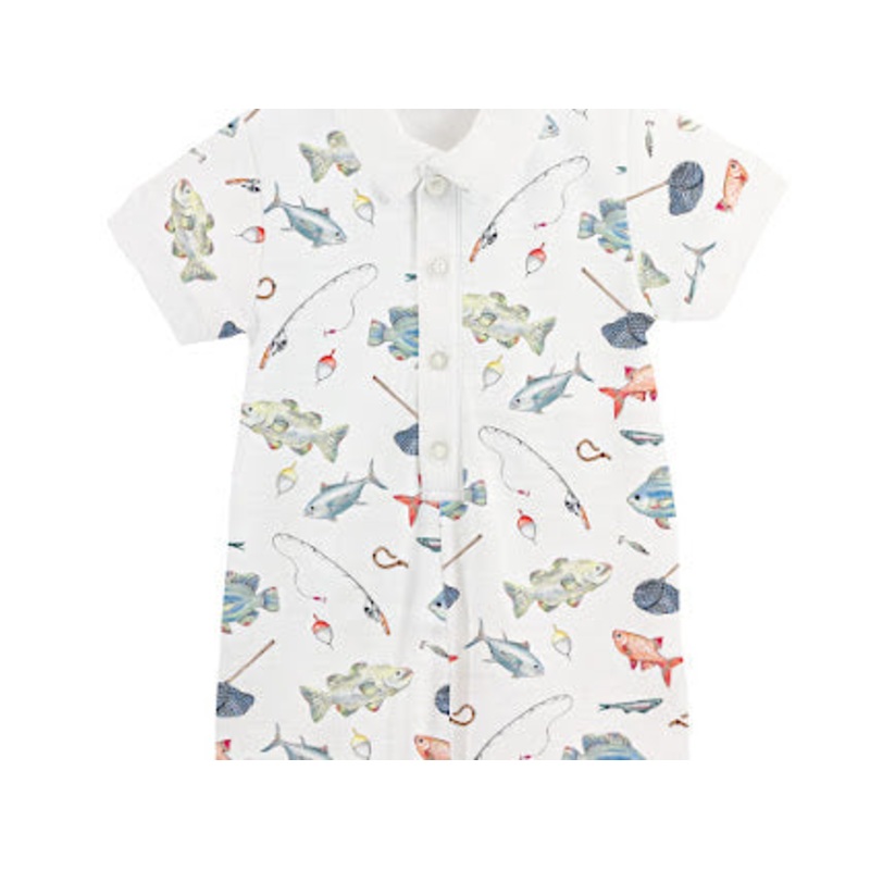 Baby Club Chic Fishing Day Romper w/ Collar