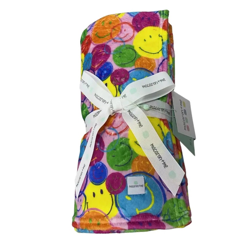 Macaron + Me Plush Blanket - Neon Smiles