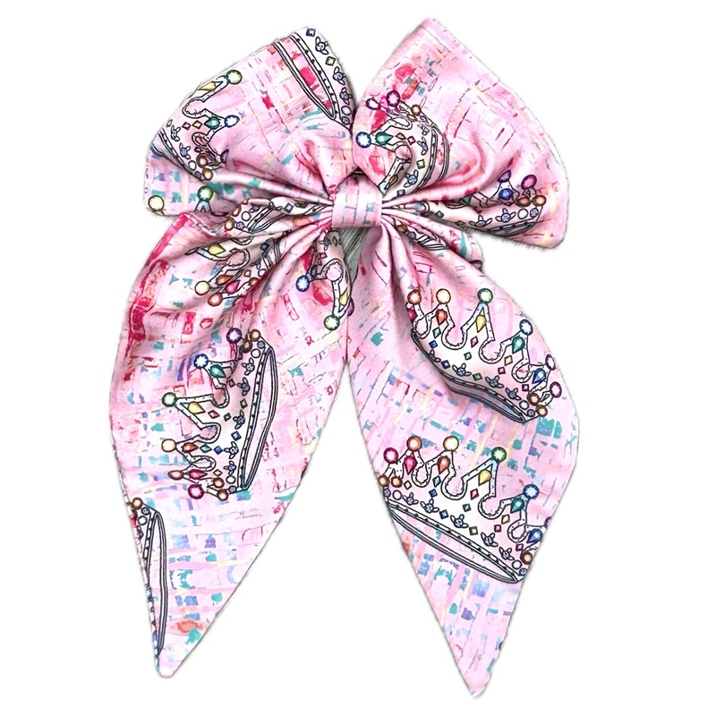 Sunshine Society Crown Jewel Pink Silky Hair Bow