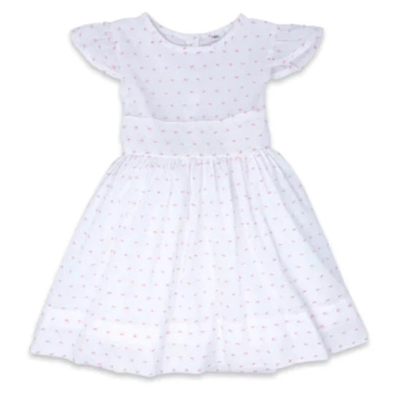 White/Pink Swiss Dot Blissful Band Dress