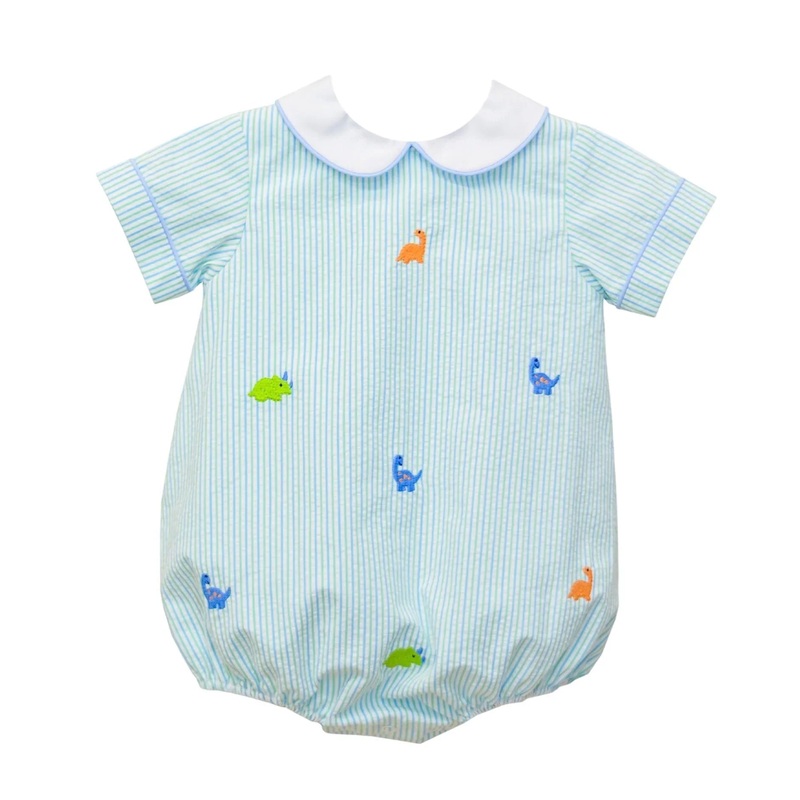 Zuccini Kids Mint Seersucker Peter Pan Dino Bubble