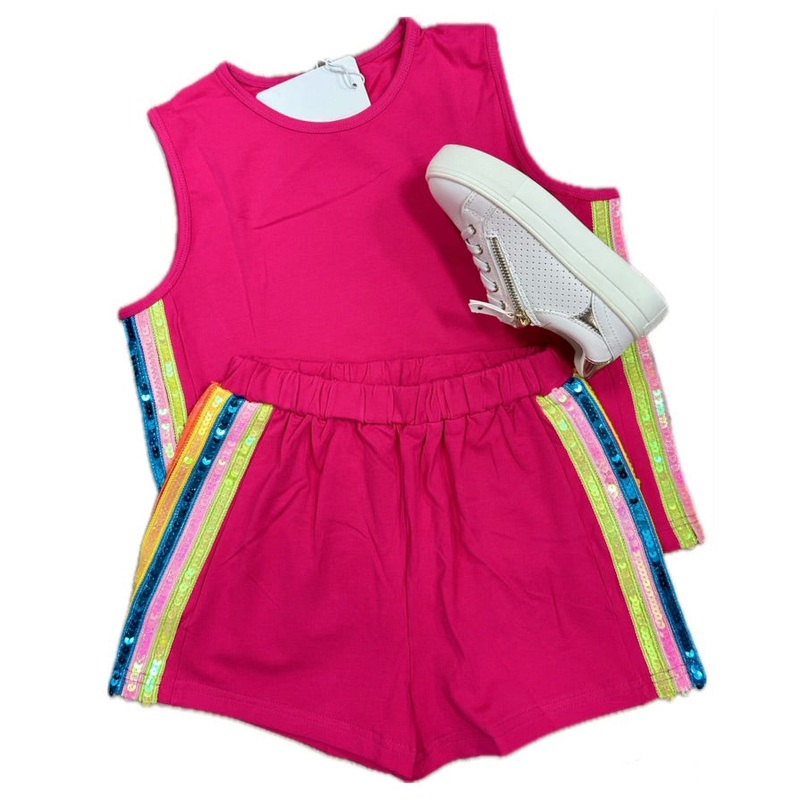 Blended Spirit Hot Pink/Sequin 2Pc Knit Short Set