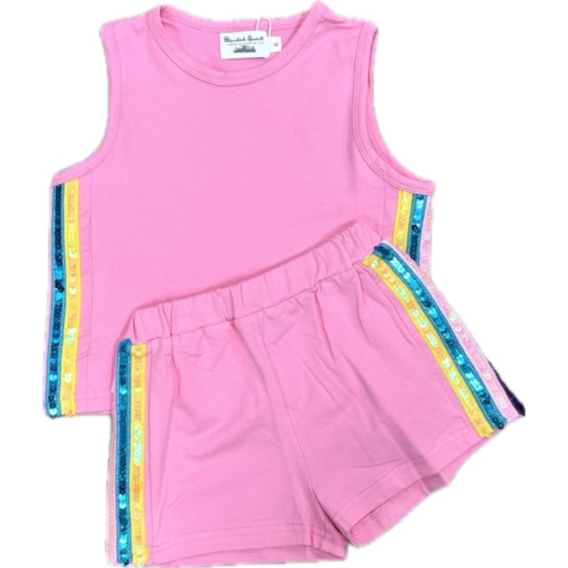 Blended Spirit Pink/Sequin 2Pc Knit Short Set