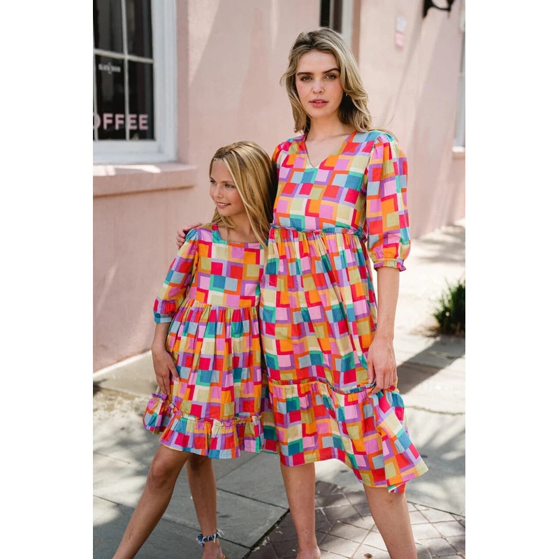Briton Court Checker Pink Estelle Dress