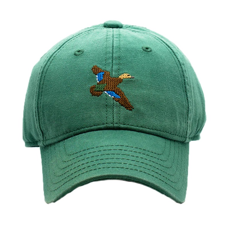 Harding Lane Baseball Hat Black Duck On Moss Green