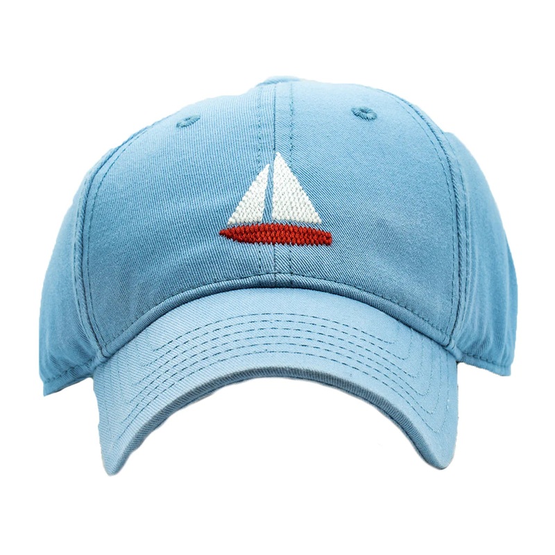 Harding Lane Baseball Hat Sailboat on Chambray Blue