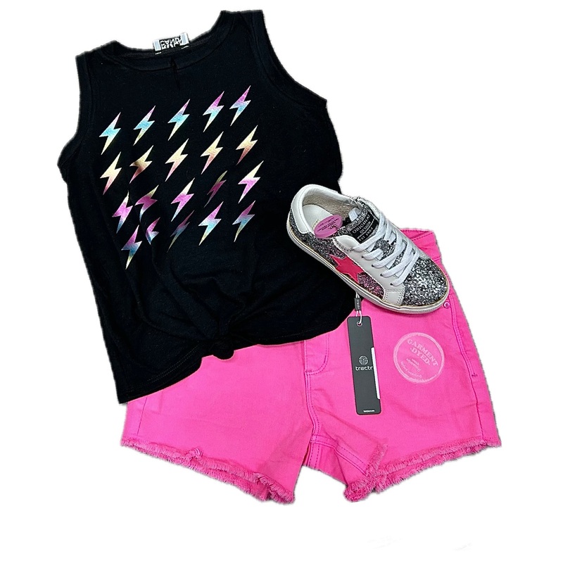 Rock Candy Black Foil Lightning Tank Top