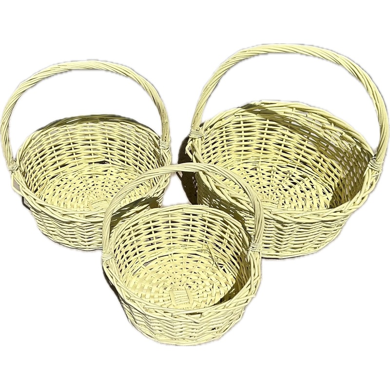 Twisted Rim Painted Willow Easter Basket - Yellow
